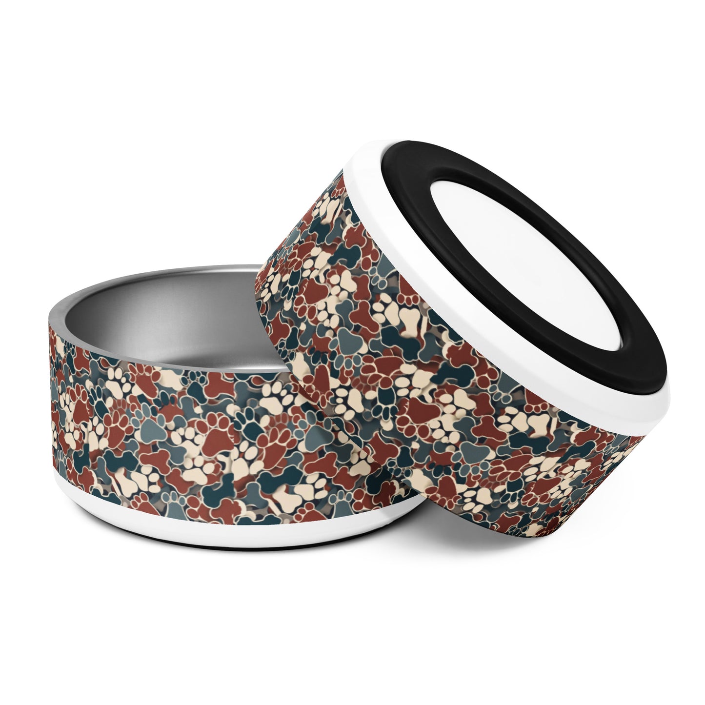 Paw-some Stainless Steel Pet Bowl | Multi-Paw Prints