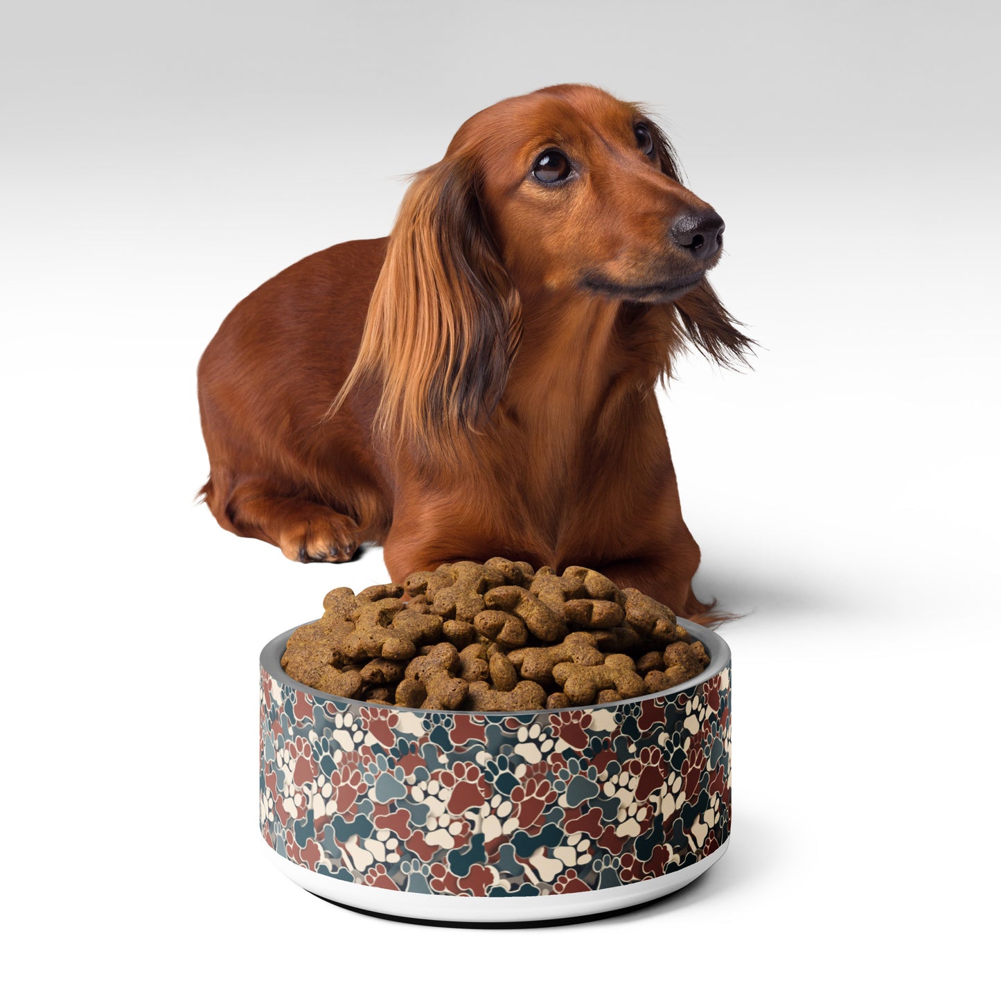 Paw-some Stainless Steel Pet Bowl | Multi-Paw Prints